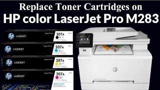 Remove or Replace Toner Cartridges on HP Pro M283 Color LaserJet Printer