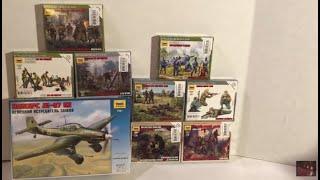 1/72 scale WW2 German UK USSR Infantry model soldiers Zvezda 9 different kits A look at the boxes