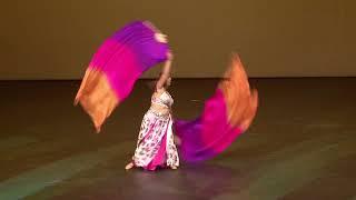 Bellydance Fusion Double Fan Veils - Gold Medal/First Place Sensational Props Solo Adult -MBDSA 2023