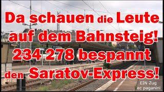 Da schauen die Leute auf dem Bahnsteig! 234 278 bespannt den Saratov- Express in Berlin Lichtenberg