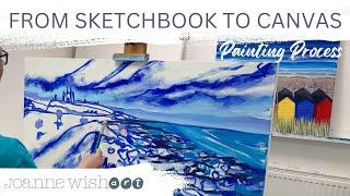 ️ From Sketchbook to Canvas | Coastal Landscape Painting Process ️