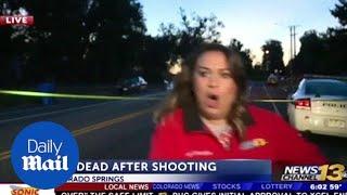 News crew nearly hit by a CAR while live on TV!