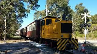 Bennett Brook Railway - First train service over new concrete level crossing - Planet 7 - 20/5/23