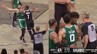 Kevin Durant pushes Tatum in the throat then JT wanna fight Nets vs Celtics Game 1