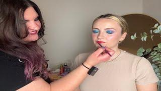 ASMR Professional 80s Colorful Makeup Application | Eyeshadow, Lipstick, Blush & Highlight