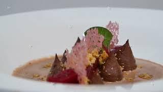 salad vinaigrette on a plate on a white background isolated close up. Beetroot beet chopped for