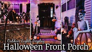 HALLOWEEN FRONT PORCH 2024 | DIY OUTDOOR DECORATIONS & LIGHTS | SPOOKY SCARY HALLOWEEN DECORATING