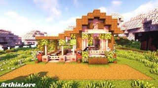 Minecraft | How to Build a Cherry Blossom Cat Café ᓚᘏᗢ