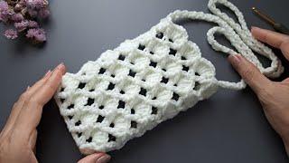 DIY Tutorial Crochet phone bag 3D stitch