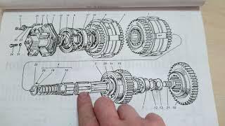Вторичный вал КПП Т-150К и всё, что на нём стоит