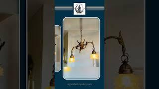 Bronze Cherub Pendant Light – Frosted Glass Shade, French Angel Ceiling Lamp