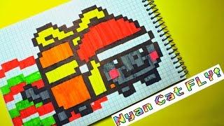Рисуем по клеточкам- Nyan Cat ( Новогодний Nyan Cat)!
