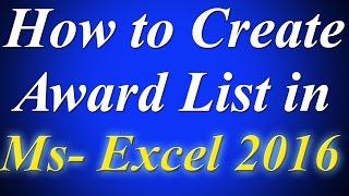 How to Create Award List of Students in Microsoft Excel 2016