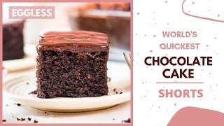 Quickest, Softest Eggless Chocolate Cake | Fluffiest Chocolate Cake in JUST 6 minutes #SHORTS