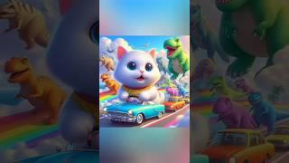 cat eats gummy dinosaur gorilla monkeys#cat #funny #animals #aicat #ytshorts