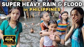 SUPER HEAVY RAIN and FLOOD in PAYATAS | EXTREME WALK at QUEZON CITY METRO MANILA PHILIPPINES [4K] 