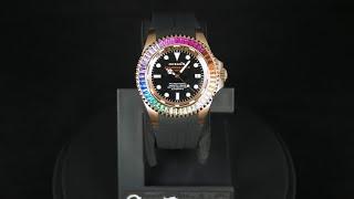 OceanX Sharkmaster 1000 Rainbow Automatic Men's Diver Watch 44mm Black Dial SMS1006 Limited Edition