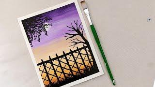 Night sky painting easy | Acrylic painting for beginners