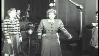 Andrews Sisters Patricia Marie, Maxine Angelyn and Laverne Sophie record Boogie W...HD Stock Footage