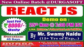 REACT JS Online Training @ DURGASOFT