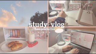 5AM STUDY VLOG: very productive, waking up at 5am.