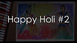 Happy Holi #2 | Radhakrishna | How to Paint Holi Art | Holi Festival | Watercolor Painting