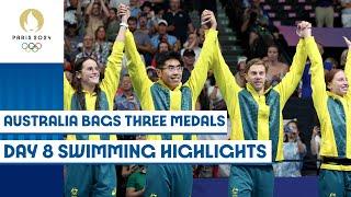 Australia bag three swimming medals on Day 8 ‍️ | Paris 2024 highlights