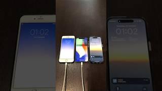 iPhone 6 Plus on iOS 9 vs iPhone X on iOS 14 vs iPhone 15 Pro on iOS 17 boot up test #shorts #iphone