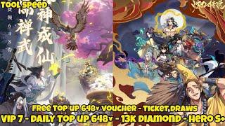 Legend of Immortal Refining Private Server - Daily Top up 648¥ - VIP7 - 13K diamond - Hero S+