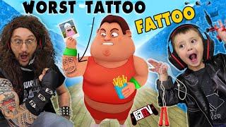 FAT DUDES & TATTOOS!!  I LOST 350lbs in under 20 Minutes (FGTeeV INK INC. + Fit the Fat)