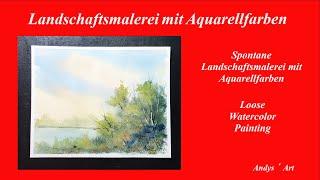 Watercolor painting tutorial , Loose Watercolor painting , Landschaftsmalerei mit Aquarellfarben