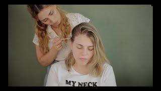 ASMR Massage on friend!  Real Person Scalp Check  Tingly Hair Brushing  Soft Spoken 