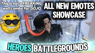 *WHERE IS WALL COMBO FOR GOJO * Roblox Heroes Battlegrounds All New Emotes Showcase