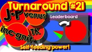 Agario Team Mode turnaround 21, self-feeding power 100% red