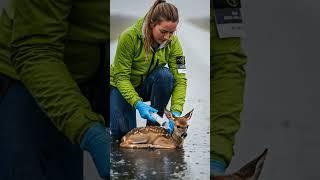 Veterinarian Rescues Stranded Deer In Heavy Rain! #rescue #animals #Wildlife #shorts