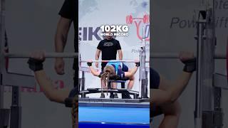 Tiffany Chapon benches a world record with 102kg in the 47kg class.