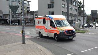 [Pressluft] DRK Mercedes Benz Sprinter RTW 9/83-1 auf Einsatzfahrt in Darmstadt Innenstadt