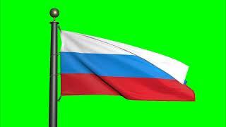 First flag of the Russian Federation 1991–1993- Waving flag Green Screen