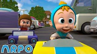 Baby Racer! | Arpo the Robot | Funny Cartoons for Kids