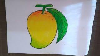 how to draw a mango/mango drawing for kids/ national fruit drawing/ summer fruit drawing