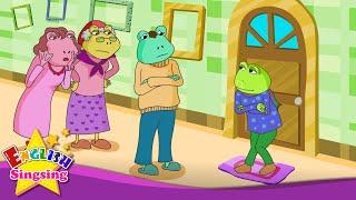 The Little Green Frog - What did you do? (past tense) - English cartoon story for Kids