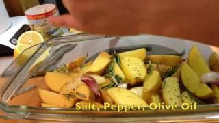 Roasted Rosemary Potatoes in oven. Vegetarian recipe (English subtitels.)