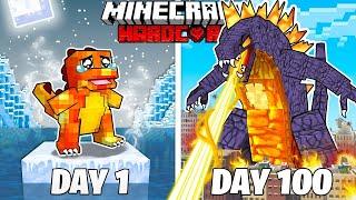 I Survived 100 DAYS as a LAVA GODZILLA in Minecraft Hardcore World... (Hindi) || AB