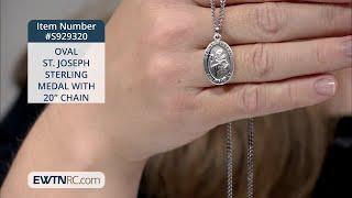 S929320_OVAL ST. JOSEPH STERLING MEDAL WITH 20- CHAIN