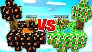 PRESTONPLAYZ vs UNSPEAKABLEGAMING LUCKY BLOCKS! - 1v1 Minecraft Modded Sky Wars