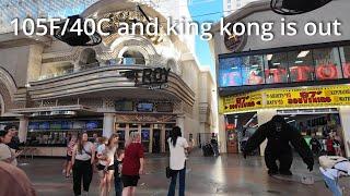 Fremont Street Experience walk in 4k - 6/16 around 6pm - People watching, Showgirls & Entertainers