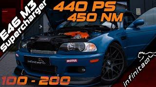 440 PS & 450 NM im E46 M3 | Zeiten messen im Laguna Seca Blue Traum-E46 | infinitas Kompressor, S54