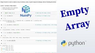 Python Numpy Tutorial - 7 ... Empty Array Function  || np.empty( )