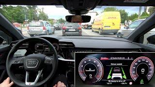 Audi A3: adaptive cruise assist (traffic jam assist) in a city, on highway, motorway :: [1001cars]