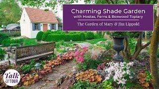Talk & Tour: Explore a Charming Shade Garden with Hostas, Ferns & Boxwood Topiary #gardentour